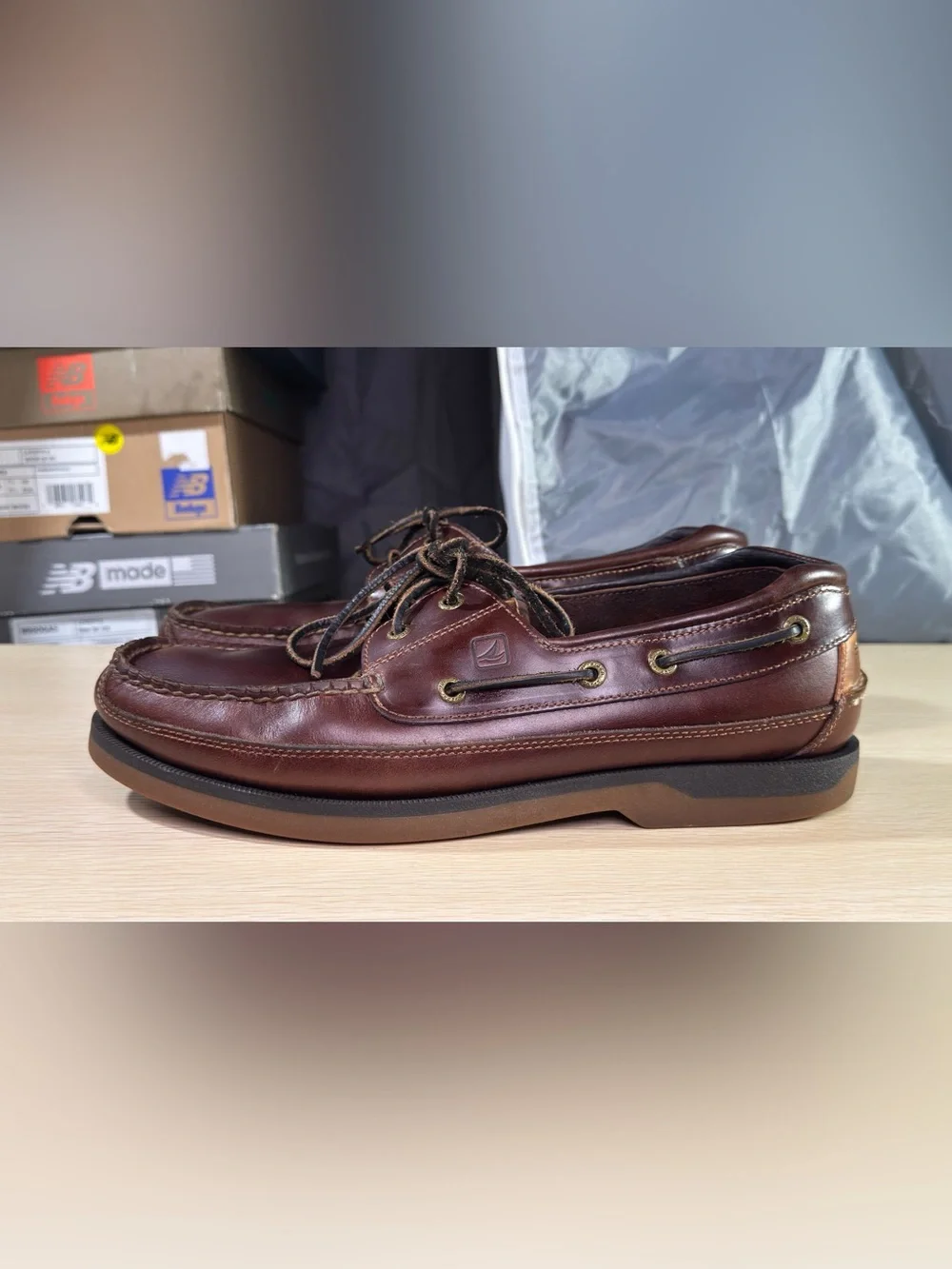 Sperry Top Sider Mako Collection Brown Leather Boat Loafer Shoes Men 10.5 Wide